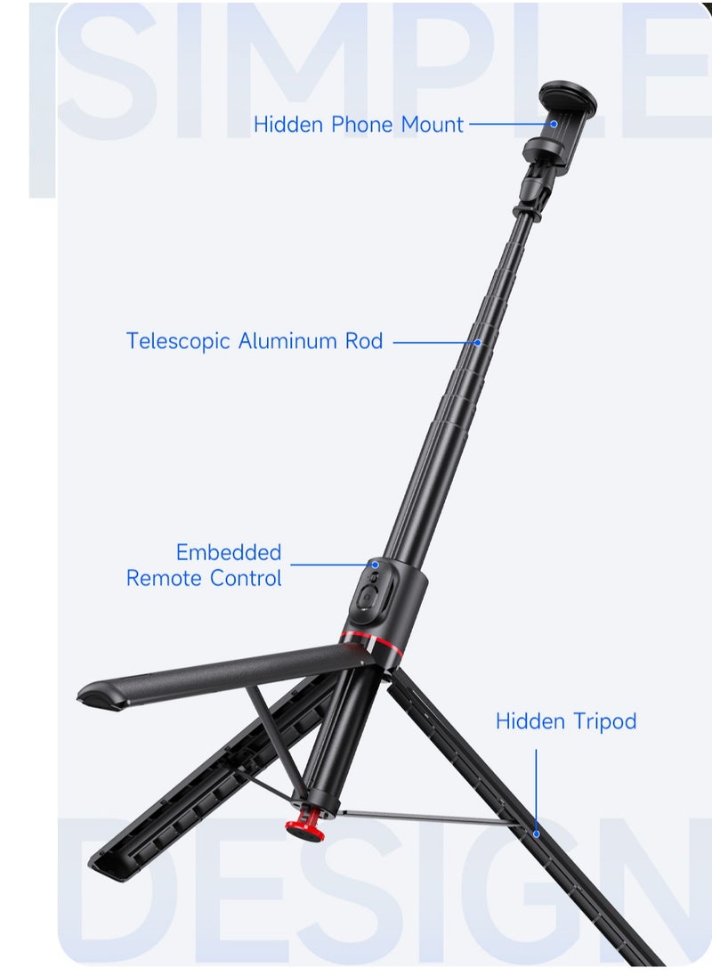 68"(1.77M) Automatic Tripod, Auto-Open Phone Tripod Stand with Magnetic Remote, All-in-1 Extendable Selfie Stick Travel Tripods for Cell Phone 360° Rotate Stable iPhone Selfie Stick for Video Recording