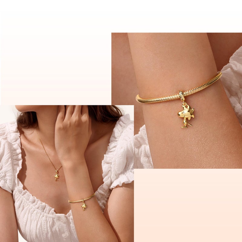 GNOCE Peanuts Snoopy Pendant Dangle Charm for Women, S925 Sterling Silver Dangle Charms for Women Wife, Valentineâ€˜s Day, Motherâ€™s Day Jewelry (Woodstock) - Image 5