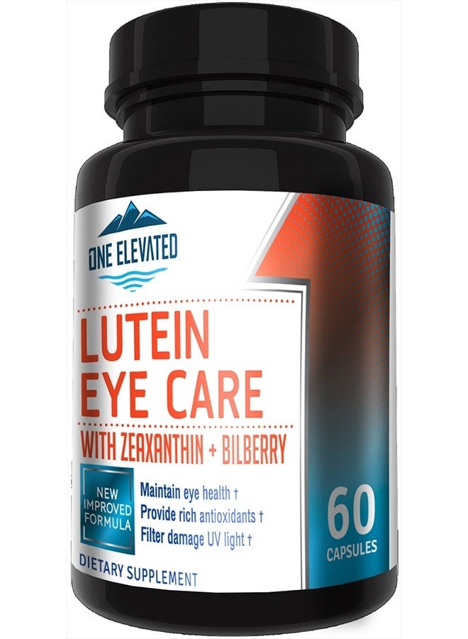 One Elevated Newly Improved Super Strength Eye Care Formula - Highest Pharmaceutical Grade Lutein, Zeaxanthin, Bilberry - Greatest bioavailability – Rich Antioxidants - Works synergistically for Optimum Results - Image 1