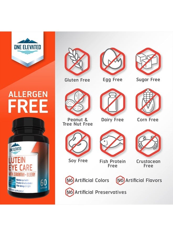 One Elevated Newly Improved Super Strength Eye Care Formula - Highest Pharmaceutical Grade Lutein, Zeaxanthin, Bilberry - Greatest bioavailability – Rich Antioxidants - Works synergistically for Optimum Results - Image 4