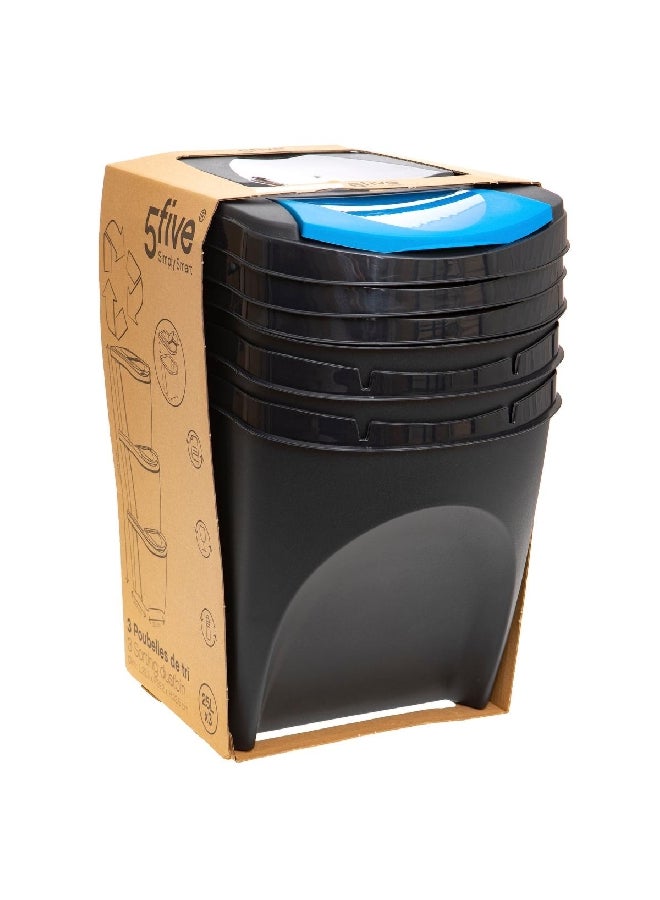 Five Simply Smart 3-Piece High Quality Polypropylene Sorting Dustbin Set Multicolour 25 L 164695 - Image 5