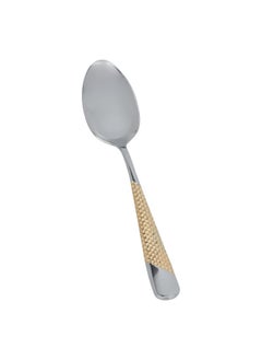 Silver Eating Spoon Set Gold Pattern 6 Pieces