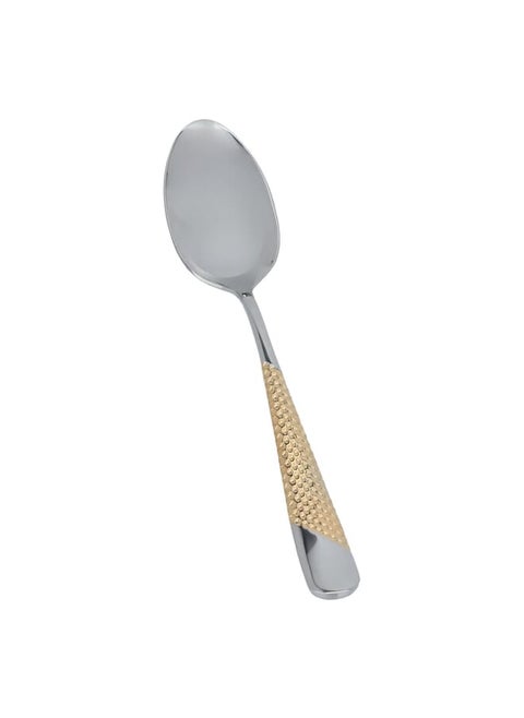 Silver Eating Spoon Set Gold Pattern 6 Pieces