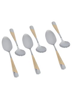 Alsaif Gallery Silver Eating Spoon Set Gold Pattern 6 Pieces  - Image 2