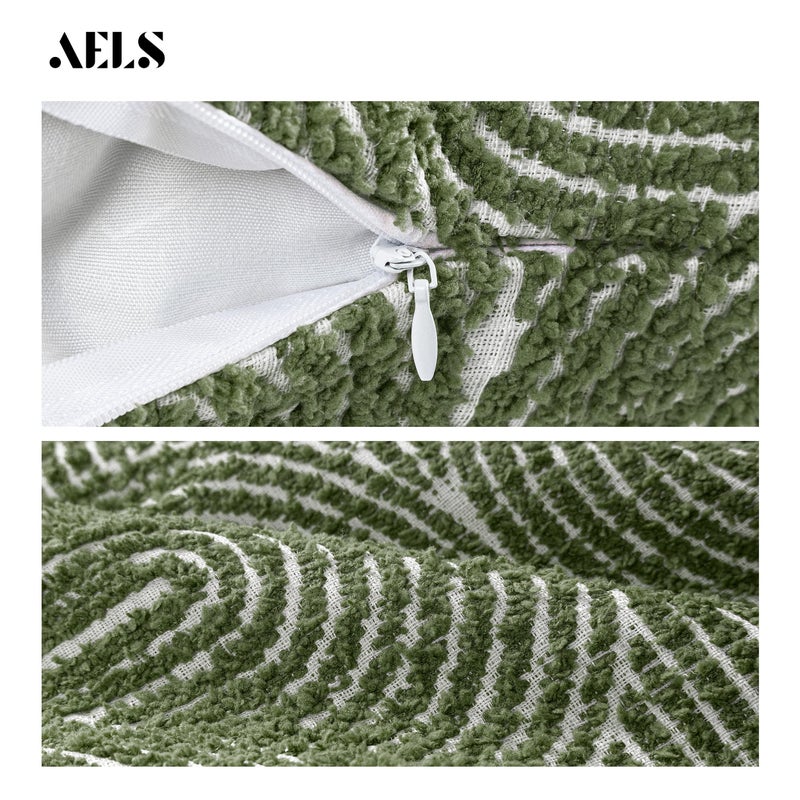 AELS Boho Decorative Textured Throw Pillow Covers 18x18, Modern Mid Century Rainbow Tufted Pillow Case, Farmhouse Rustic Geometric Woven Cushion Case for Bed Couch Sofa, Olive Green - Image 4