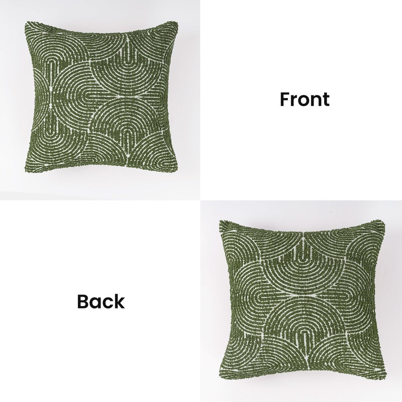 AELS Boho Decorative Textured Throw Pillow Covers 18x18, Modern Mid Century Rainbow Tufted Pillow Case, Farmhouse Rustic Geometric Woven Cushion Case for Bed Couch Sofa, Olive Green - Image 3