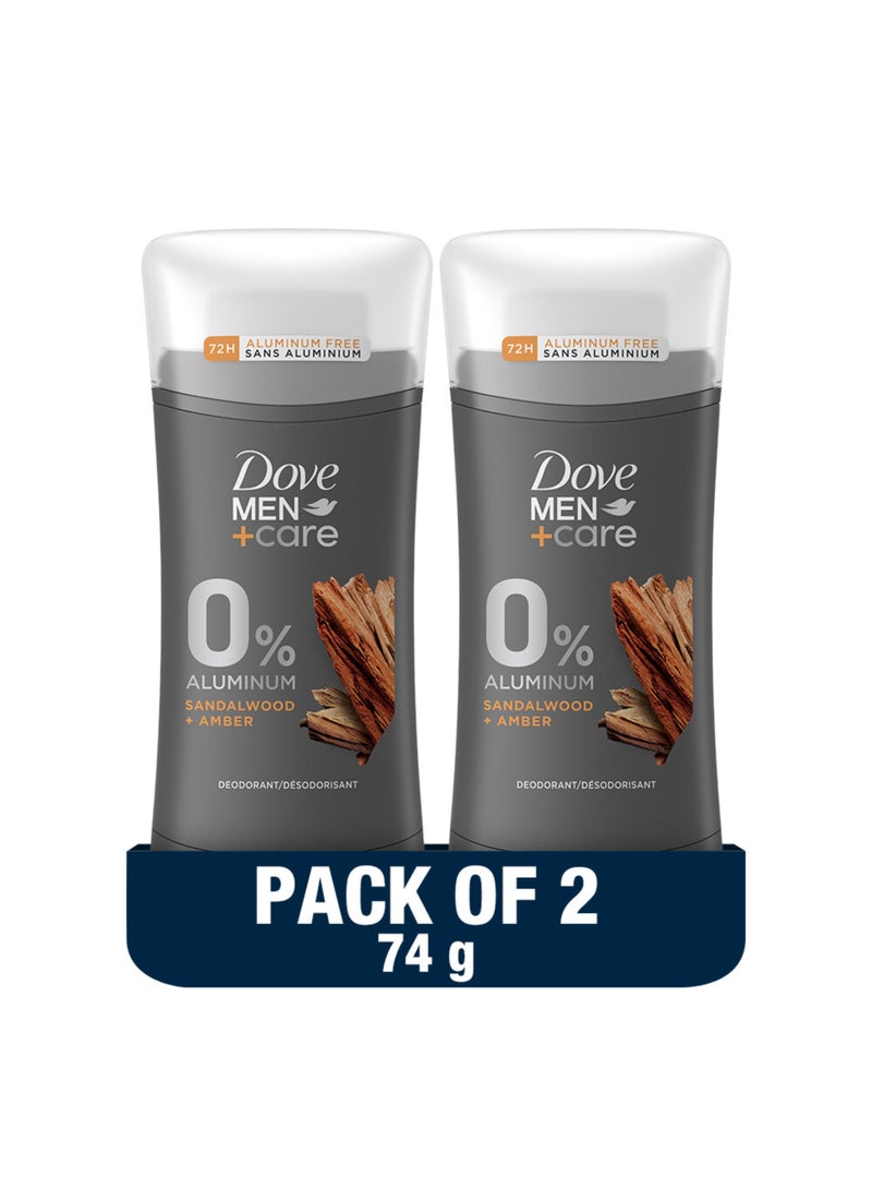 Dove Men+Care Antiperspirant Deodorant Stick Sandalwood And Amber 2 x 74g - Image 1