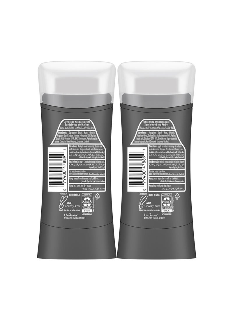 Dove Men+Care Antiperspirant Deodorant Stick Sandalwood And Amber 2 x 74g - Image 2