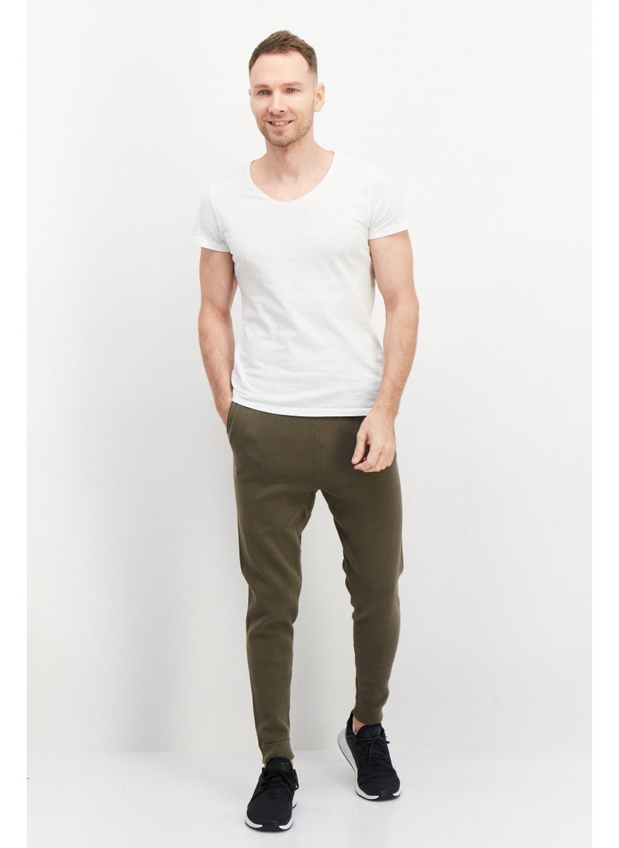 ESPRIT Men Regular Fit Knitted Sweatpants, Dark Olive  - Image 4
