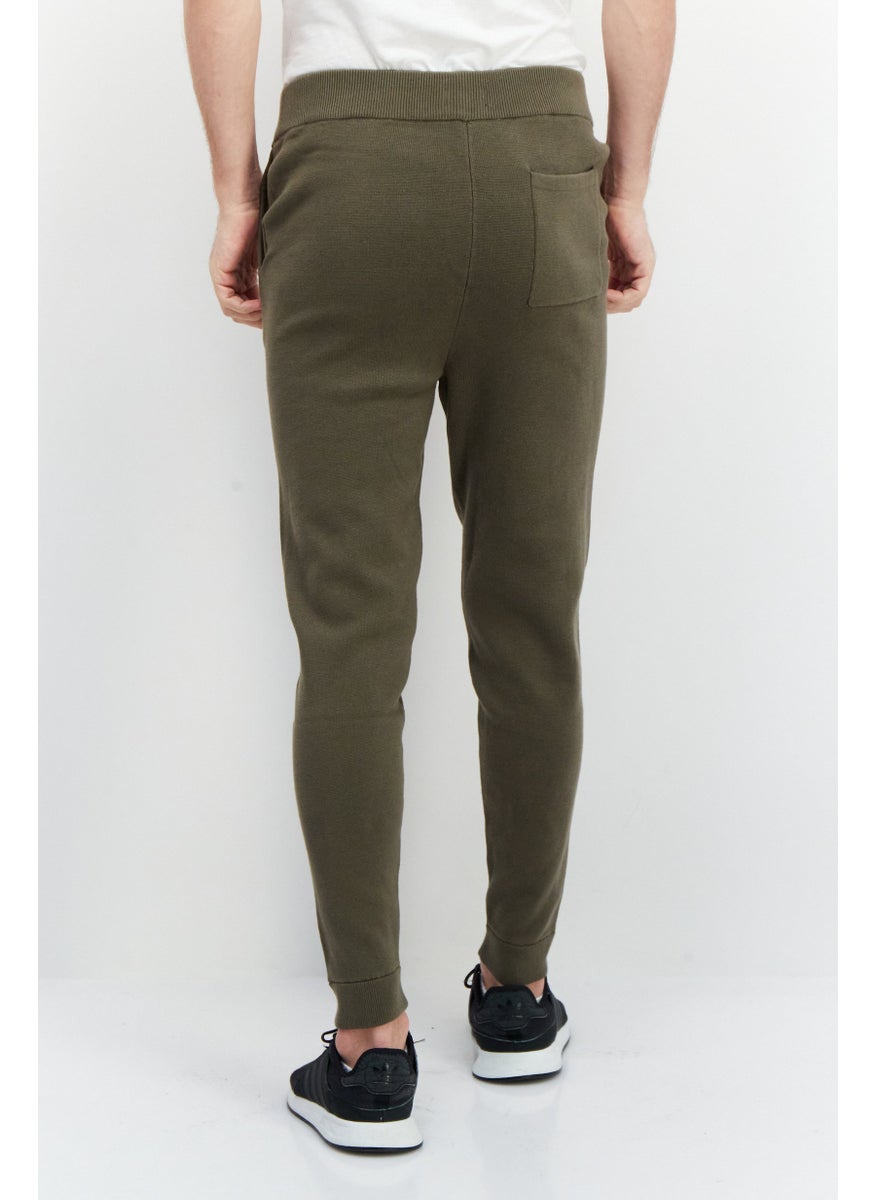 ESPRIT Men Regular Fit Knitted Sweatpants, Dark Olive  - Image 2