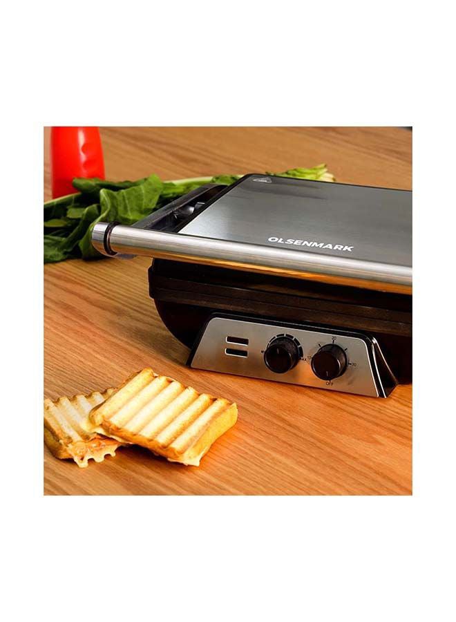 أولسنمارك ماكينة صنع ساندويتشات بسطح شواية كبيرة للغاية شريحتين 2000 W OMGM2441 أسود/ فضي - Image 4