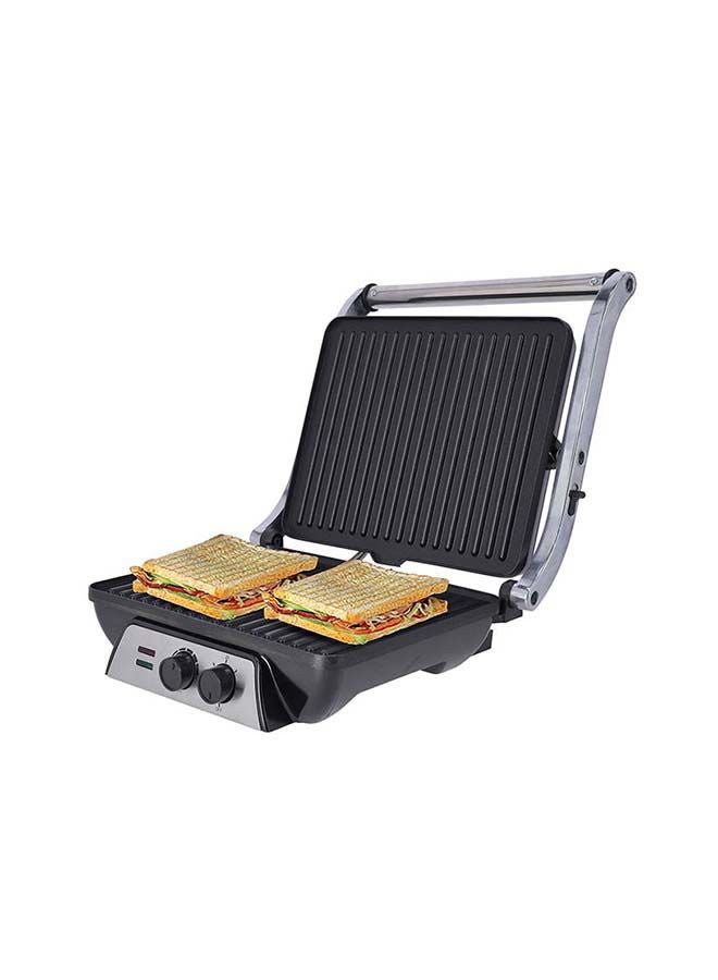 أولسنمارك ماكينة صنع ساندويتشات بسطح شواية كبيرة للغاية شريحتين 2000 W OMGM2441 أسود/ فضي - Image 1