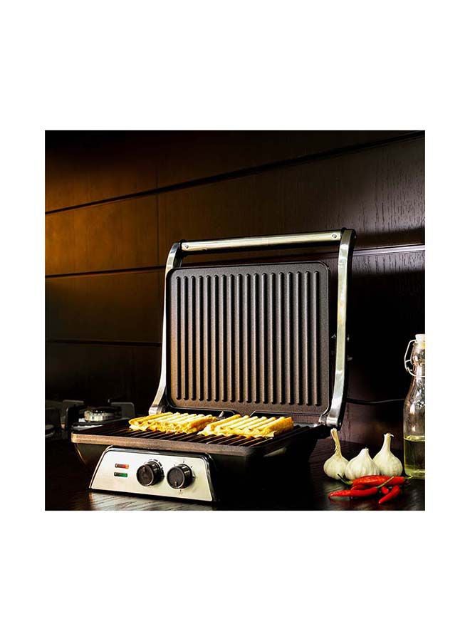 أولسنمارك ماكينة صنع ساندويتشات بسطح شواية كبيرة للغاية شريحتين 2000 W OMGM2441 أسود/ فضي - Image 3