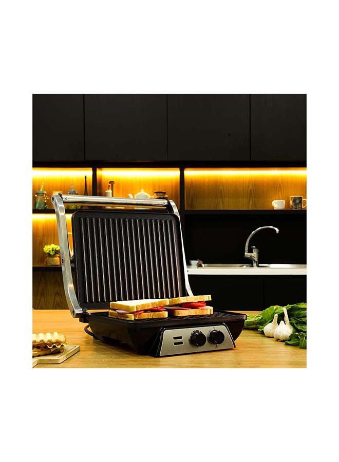 أولسنمارك ماكينة صنع ساندويتشات بسطح شواية كبيرة للغاية شريحتين 2000 W OMGM2441 أسود/ فضي - Image 2