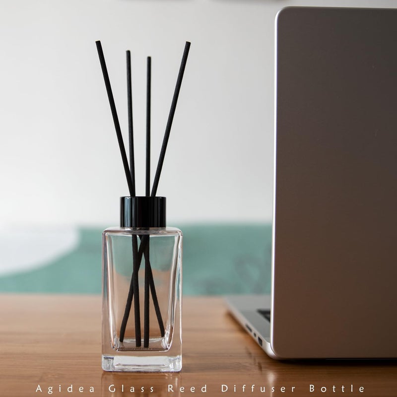 Agidea 4PCS Empty Glass Fragrance Reed Diffuser Bottles, Refillable Diffuser Bottles with 20pcs Reeds Sticks & Black Caps & Funnel, Diffuser Jars for Home Oil Fragrance Decoration (100ML) - Image 5