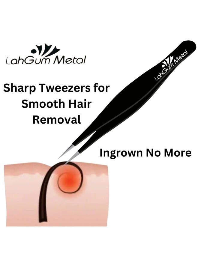 LahGum Metal Sharp Pointy Eye Brow Tweezers for Women Facial Hair Chin With Grip Set -Removal Ingrown Hair Tweezers Kit, Pointed Precision Slanted the Best Eyebrow Nose Tweezers for Men Blackhead Remover Splinter - Image 5