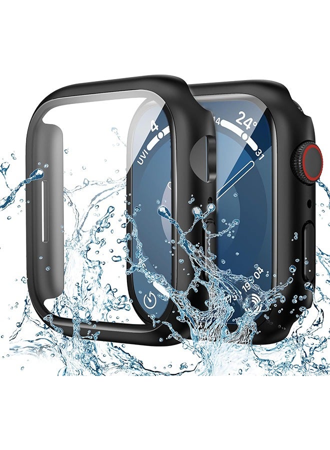 HS Full Protective Waterproof Case For Apple Watch 45 MM Series 9 8 7 Hard PC Bumper With Screen Protector Face Cover And Accessories For iWatch 45 MM Black - Image 1