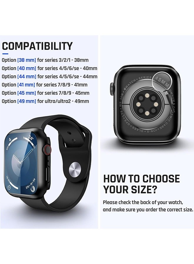 HS Full Protective Waterproof Case For Apple Watch 45 MM Series 9 8 7 Hard PC Bumper With Screen Protector Face Cover And Accessories For iWatch 45 MM Black - Image 2