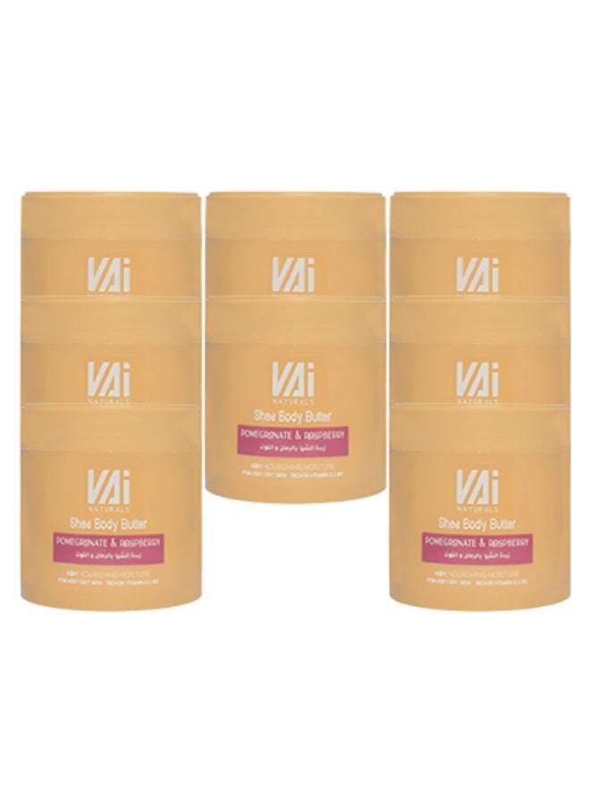 VAI 8 قطع زبدة الشيا للجسم بالرمان والتوت ترطيب مغذي يدوم 48 ساعة للبشرة شديدة الجفاف غنية بفيتامين هـ - Image 1