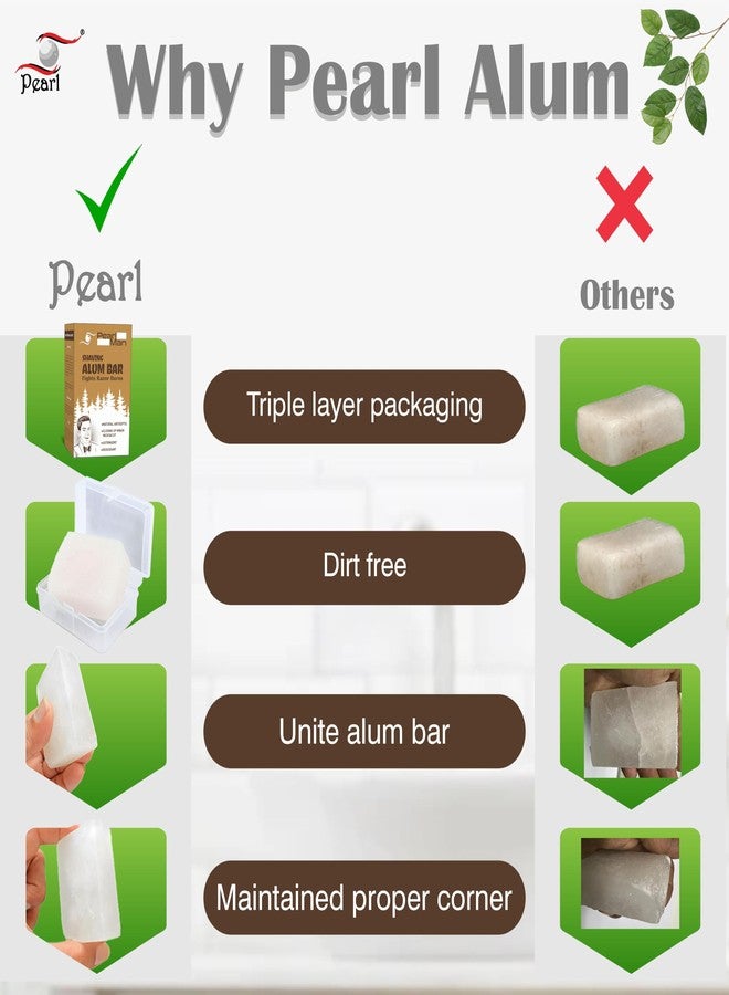 Pearl Shaving Alum Bar (Fitkari) - 100g | 100% Pure Natural Alum Stone | Gentle & Effective Aftershave| Ideal for Razor Burn Relief | Chemical-Free Shaving Aid, white - Image 3