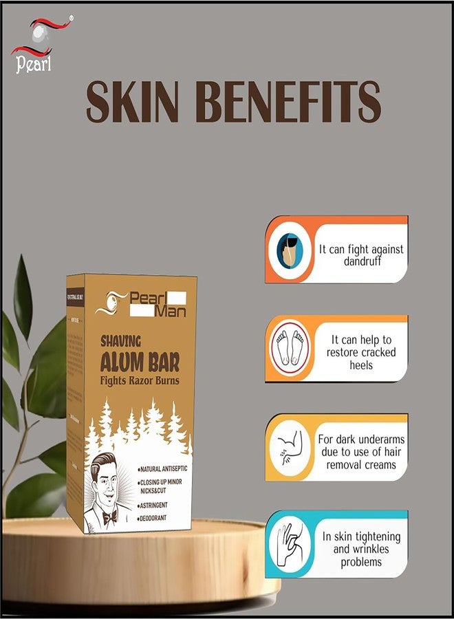 Pearl Shaving Alum Bar (Fitkari) - 100g | 100% Pure Natural Alum Stone | Gentle & Effective Aftershave| Ideal for Razor Burn Relief | Chemical-Free Shaving Aid, white - Image 5