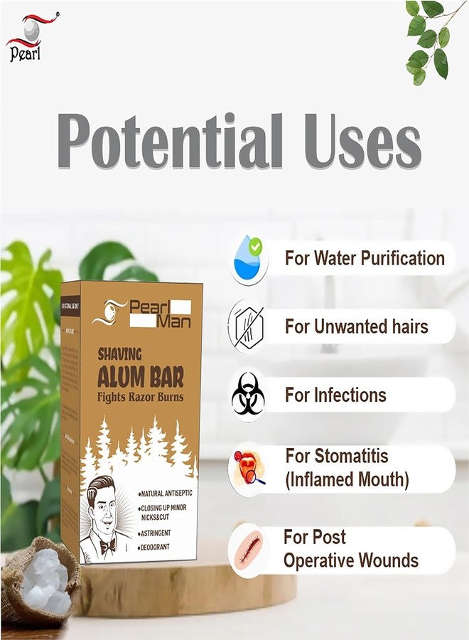 Pearl Shaving Alum Bar (Fitkari) - 100g | 100% Pure Natural Alum Stone | Gentle & Effective Aftershave| Ideal for Razor Burn Relief | Chemical-Free Shaving Aid, white - Image 4