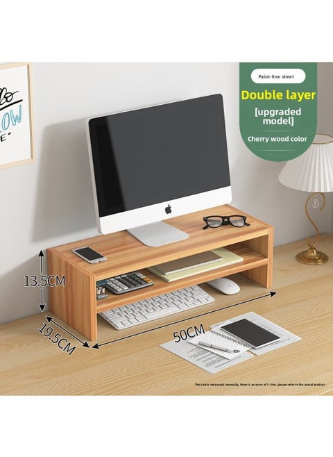 Monitor Stand Computer Elevated Rack Desktop Pad High Base Shelf Storage Keyboard Office Desktop Storage Rack-Color:Sakura Color [simple Two Layers]★Thickened Classic Style
