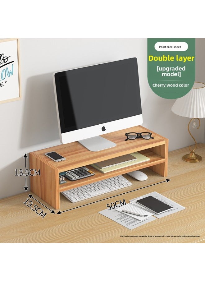 Generic - Monitor Stand Computer Elevated Rack Desktop Pad High Base Shelf Storage Keyboard Office Desktop Storage Rack-Color:Sakura Color [simple Two Layers]★Thickened Classic Style - Image 1
