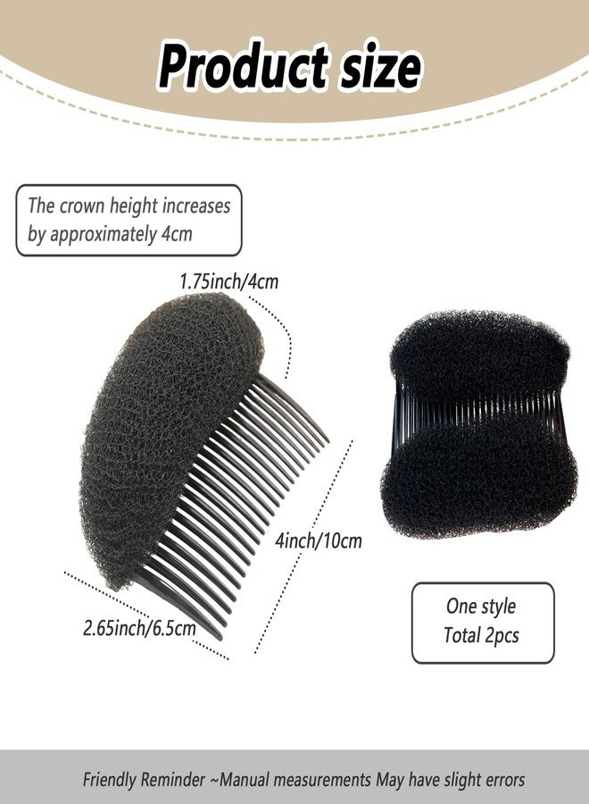 SYBL 2Pcs Charming Bump It Up Volume Inserts Hair Comb Do Beehive Hair Stick Bun Maker Tool Hair Base Styling Accessories for Women Lady Girl (Black) - Image 2