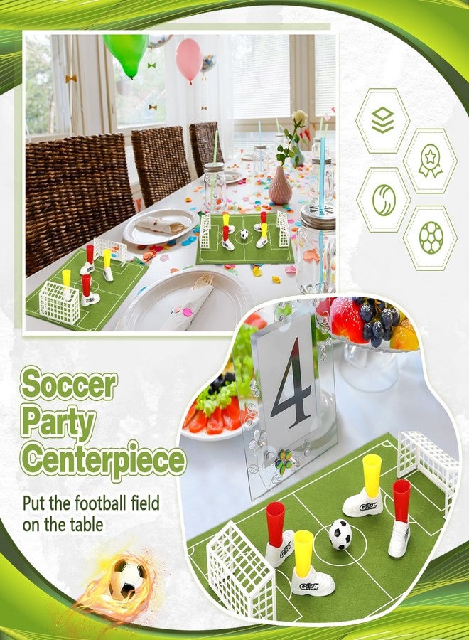 Simgoing 4 Set Soccer Football Centerpieces Table Decor Sports Party Decorations Pitch on The Table Game with 4 Flick Games Set Office Sports Party Favors(Soccer) - Image 4
