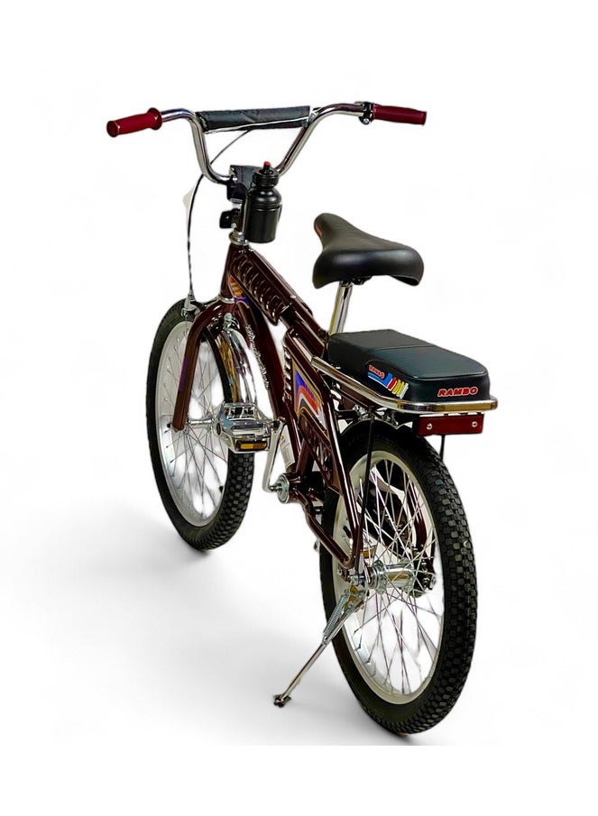 صندوق العاب دراجة رامبو فري ستايل للأطفال بمقعدين، مقاس 20 بوصة، تصميم إندونيسي لدراجة رامبو مع مقعد قابل للتعديل، دراجة أطفال بعجلات مملوءة بالهواء، فرامل يدوية وخلفية، للأعمار من 8 سنوات فما فوق - Image 4