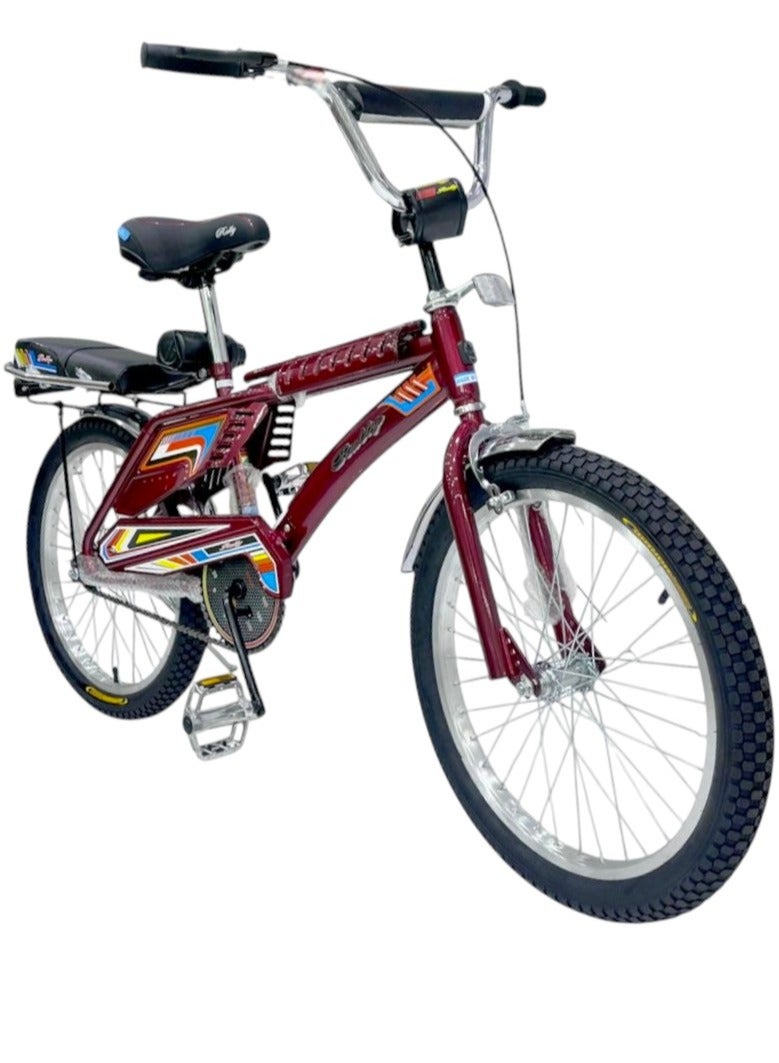 صندوق العاب دراجة رامبو فري ستايل للأطفال بمقعدين، مقاس 20 بوصة، تصميم إندونيسي لدراجة رامبو مع مقعد قابل للتعديل، دراجة أطفال بعجلات مملوءة بالهواء، فرامل يدوية وخلفية، للأعمار من 8 سنوات فما فوق - Image 1