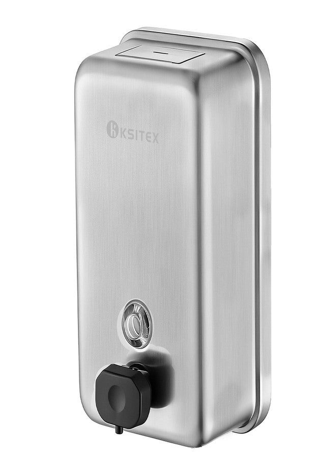 KSITEX Stainless Steel Soap Dispenser Wall Mounted, 37oz Commercial Hand Soap Dsipenser, Manual Anti-Leak Pump Liquid Soap Dispenser, Rust-Proof Lining Hand Sanitizer Lotion Dispenser for Bathroom - Image 1
