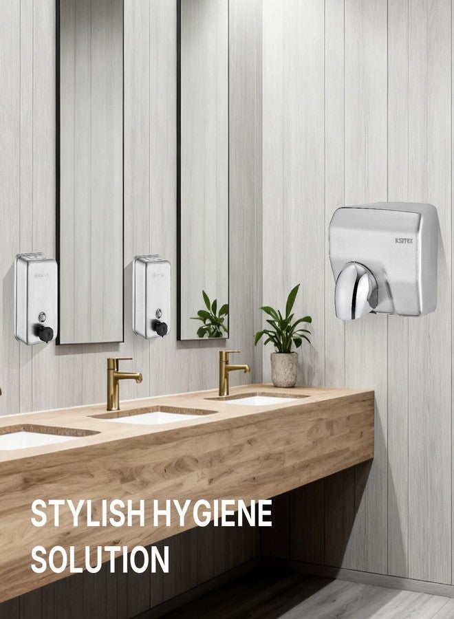 KSITEX Stainless Steel Soap Dispenser Wall Mounted, 37oz Commercial Hand Soap Dsipenser, Manual Anti-Leak Pump Liquid Soap Dispenser, Rust-Proof Lining Hand Sanitizer Lotion Dispenser for Bathroom - Image 2