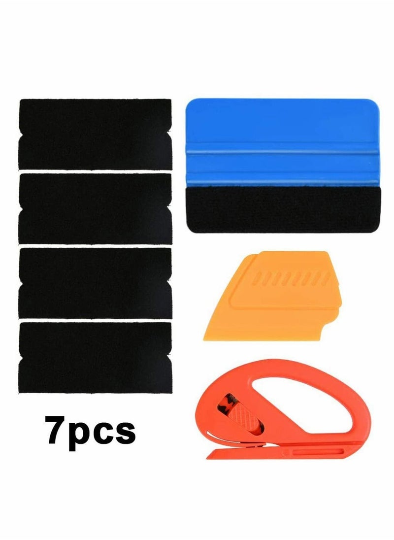 Y&D 7PCS Soft Vinyl Wrap Tool Mini Window Tint Film Installing Squeegee Applicator Scraper for Wraps & Decals with Black Fabric Felt 7Pcs Car film Installation Tools Kit  - Image 1