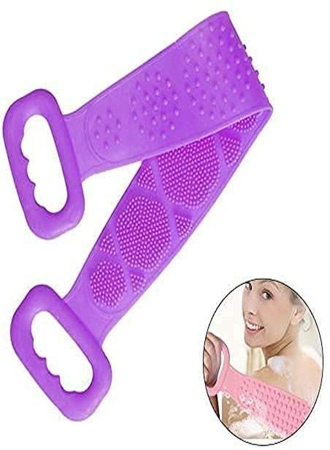 GLAMAXY Silicone Back Scrubber Skin Cleaning Brush for Shower Soft Bath Belt Scrubber Eco-Friendly Durable Exfoliating and Removing Impurities Maintaining Skin Vitality (Purple) - Image 3