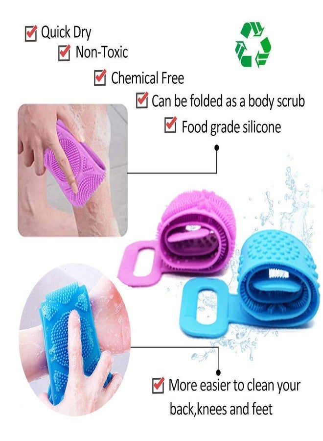 GLAMAXY Silicone Back Scrubber Skin Cleaning Brush for Shower Soft Bath Belt Scrubber Eco-Friendly Durable Exfoliating and Removing Impurities Maintaining Skin Vitality (Purple) - Image 1