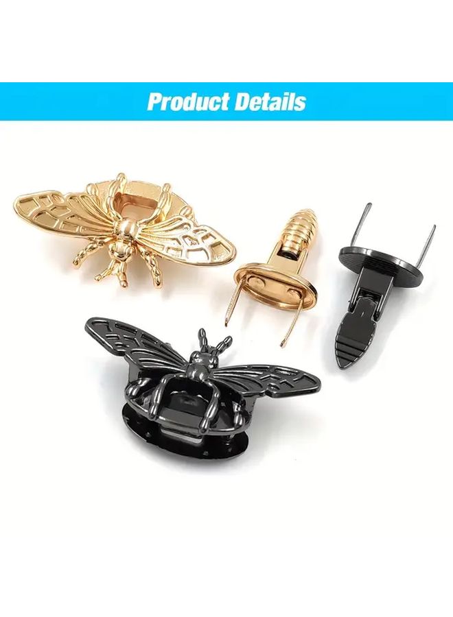 Gun Black Metal Bee Shape Turn Lock Clasp For Leather Bag Purse DIY - Image 4
