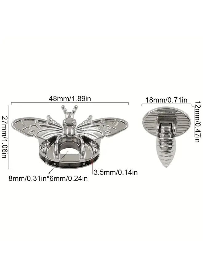 Gun Black Metal Bee Shape Turn Lock Clasp For Leather Bag Purse DIY - Image 2