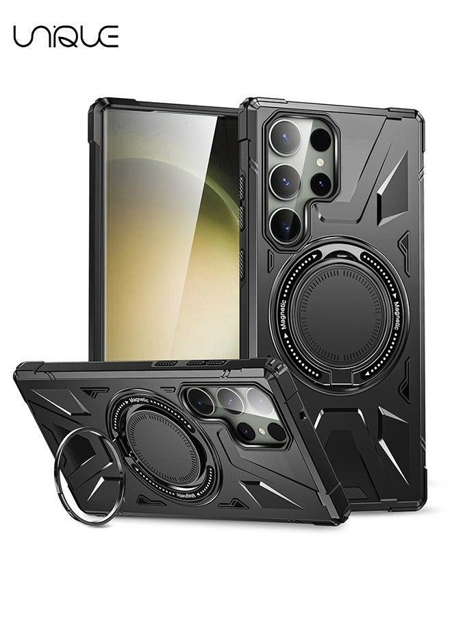 يونيك لغطاء هاتف سامسونج S24 الترا - متوافق مع غطاء هاتف MagSafe - حافظة هاتف مغناطيسية للسيارة - حافظة كمبيوتر مقاومة للتآكل من مادة TPU مقاومة للسقوط - أسود - Image 1