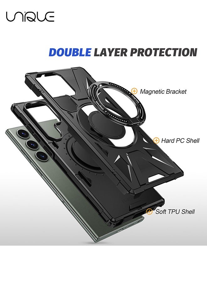يونيك لغطاء هاتف سامسونج S24 الترا - متوافق مع غطاء هاتف MagSafe - حافظة هاتف مغناطيسية للسيارة - حافظة كمبيوتر مقاومة للتآكل من مادة TPU مقاومة للسقوط - أسود - Image 2