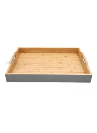 Rectangular Bamboo Serving Tray with Handle Natural and Grey 7 x 34 x 47 cm G19-X115G - pzsku/Z6640F9800404D2446A65Z/45/_/1728475486/b00f977e-0e99-40b1-bb18-6a01830f2d46