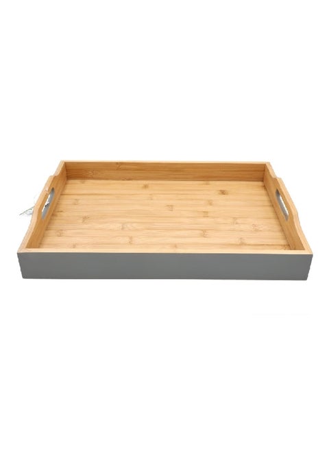 Rectangular Bamboo Serving Tray with Handle Natural and Grey 7 x 34 x 47 cm G19-X115G