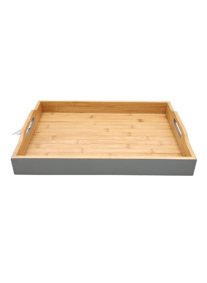 Bien Servi Rectangular Bamboo Serving Tray with Handle Natural and Grey 7 x 34 x 47 cm G19-X115G  - Image 1