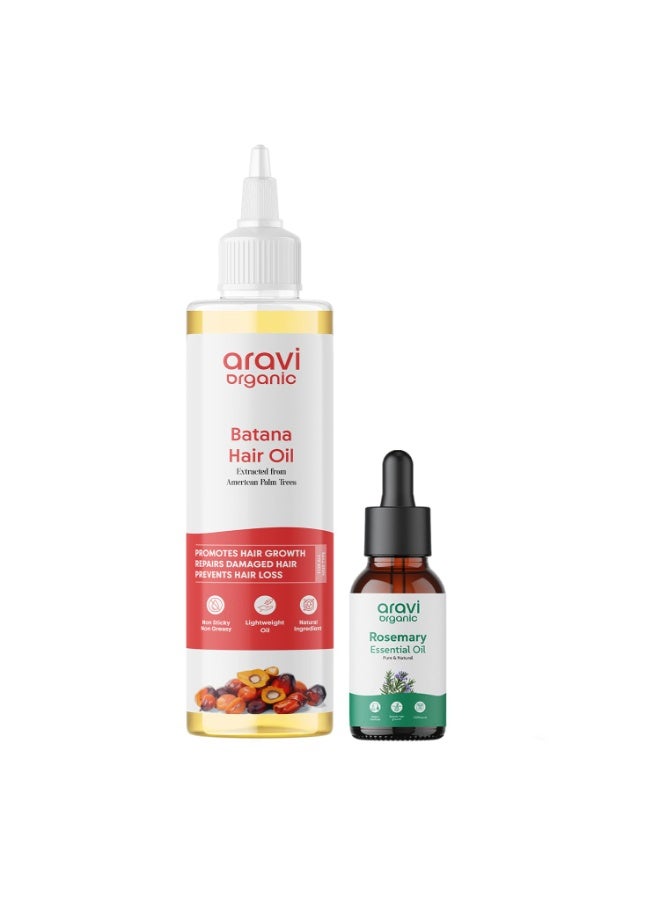 Aravi Organic Batana Oil 200ml & Rosemary Essential Oil 15 ml – 100% Pure, Natural Oils for Hair Growth, Scalp Care, Skin Nourishment & Aromatherapy - Image 1