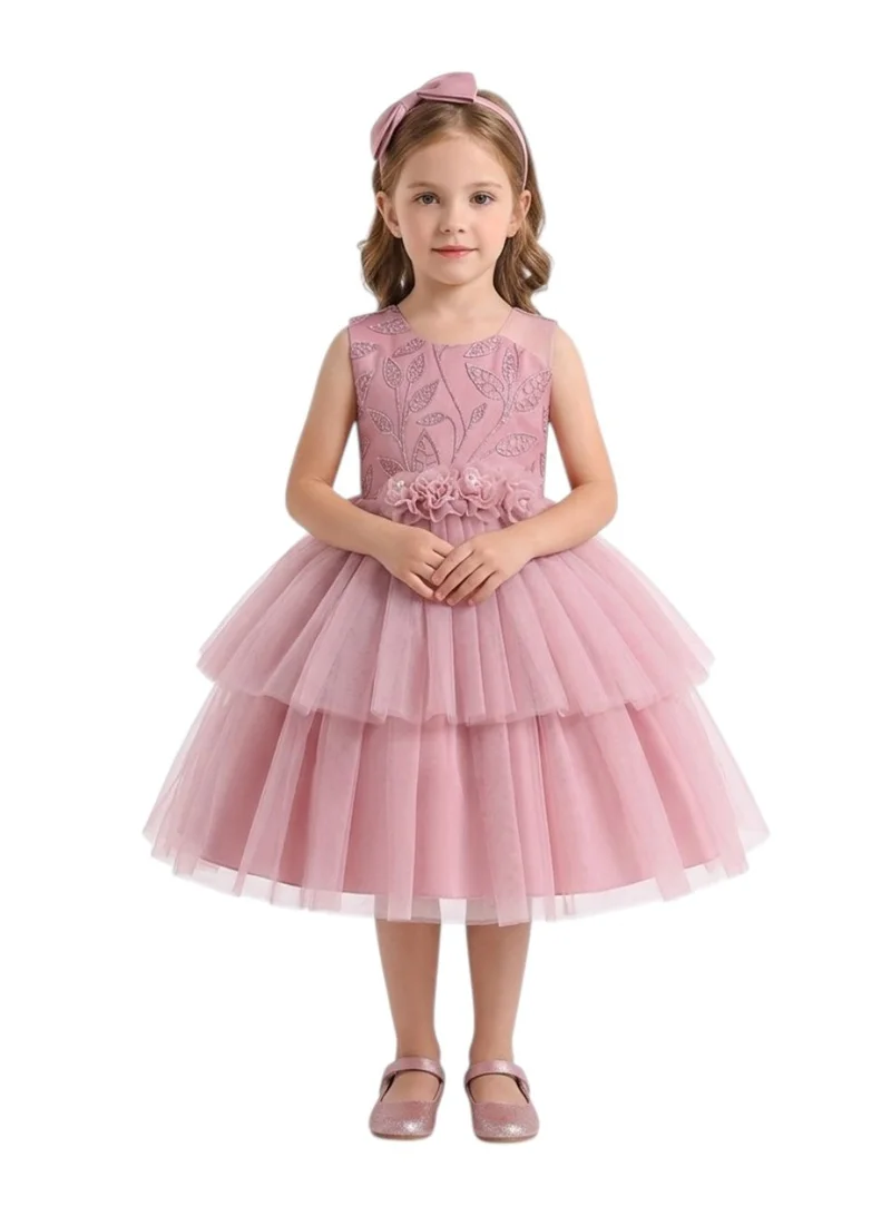 Bidani Vintage Rose Tiered Tulle Party Dress