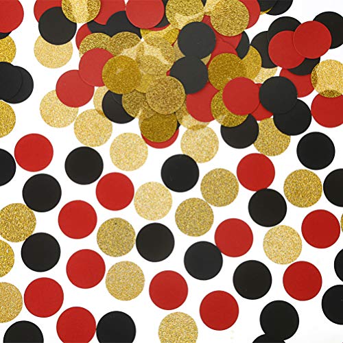 MOWO Glitter Confetti Circles Table Decoration and Wedding Party Decoration 12 in Diameter gold glitter black red300pc - Image 5