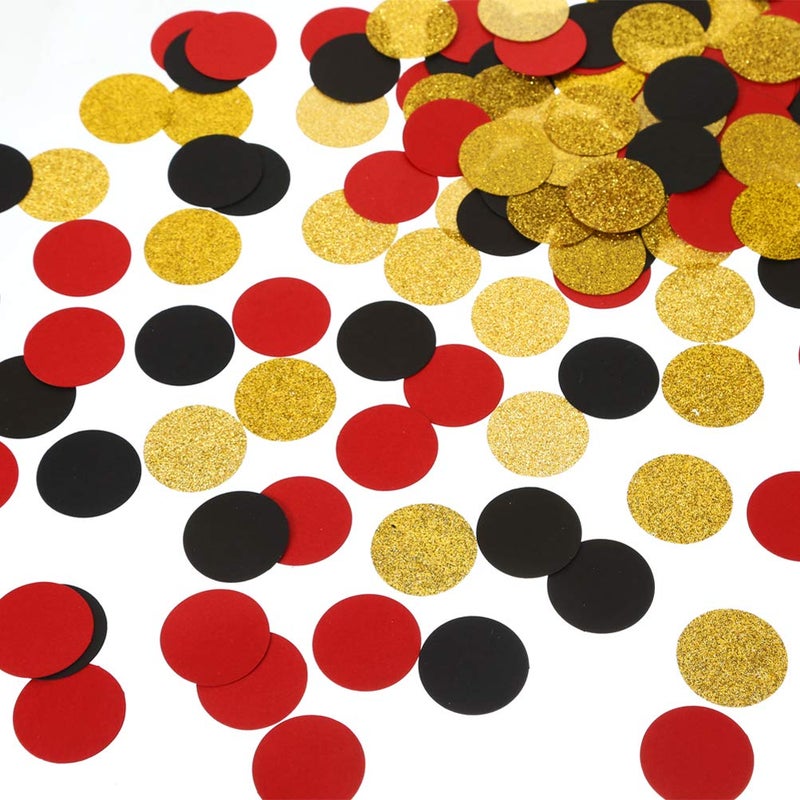 MOWO Glitter Confetti Circles Table Decoration and Wedding Party Decoration 12 in Diameter gold glitter black red300pc - Image 3