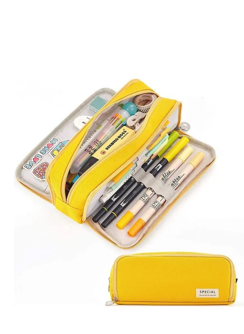 Y&D Big Capacity Pencil Pen Case, Office College School Large Storage High Bag Pouch Holder Box Organizer Light - Image 1