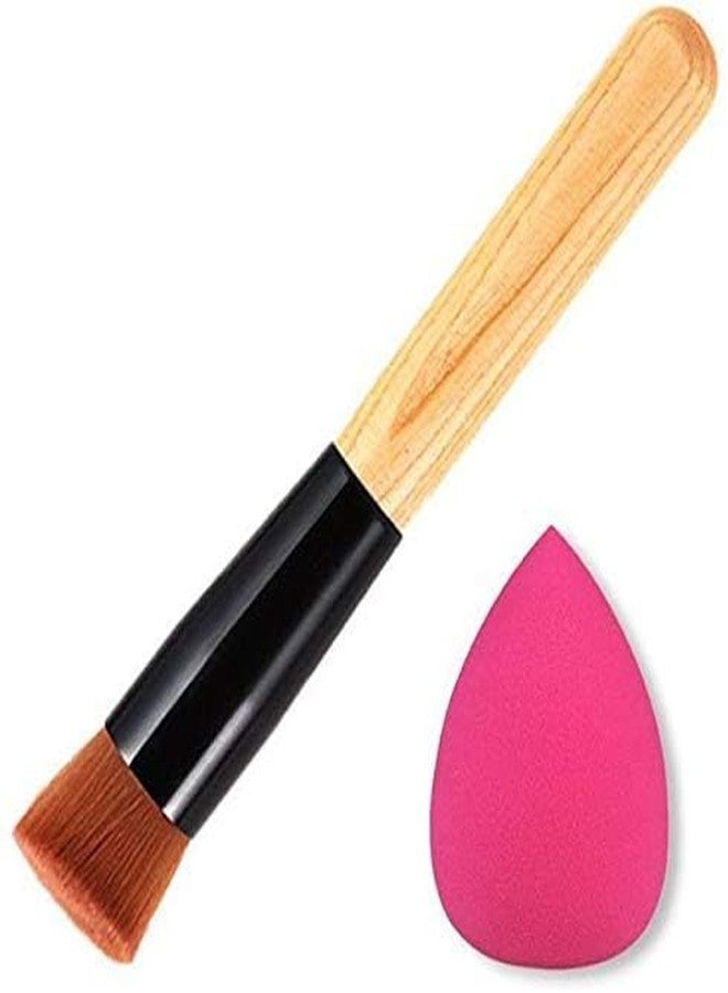 Brain Freezer Foundation Brush, Face Powder, Blush,Eyeshadow Brush, Makeup Brush with Beauty Blender for Liquid Foundation (Pink) - Image 1